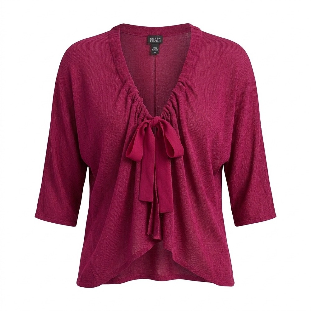 Eileen Fisher Gossamer Crepe Cardigan M Wool Hibis Minimalist Quiet Luxury New